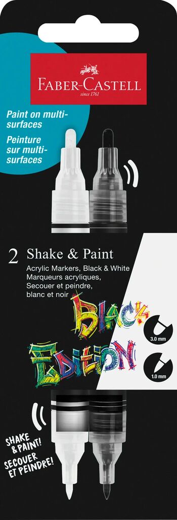 SET 2 MARKERE ACRILICE SHAKE&PAINT ALB-NEGRU FABER-CASTELL SET 2 MARKERE ACRILICE SHAKE&PAINT ALB-NEGRU FABER-CASTELL